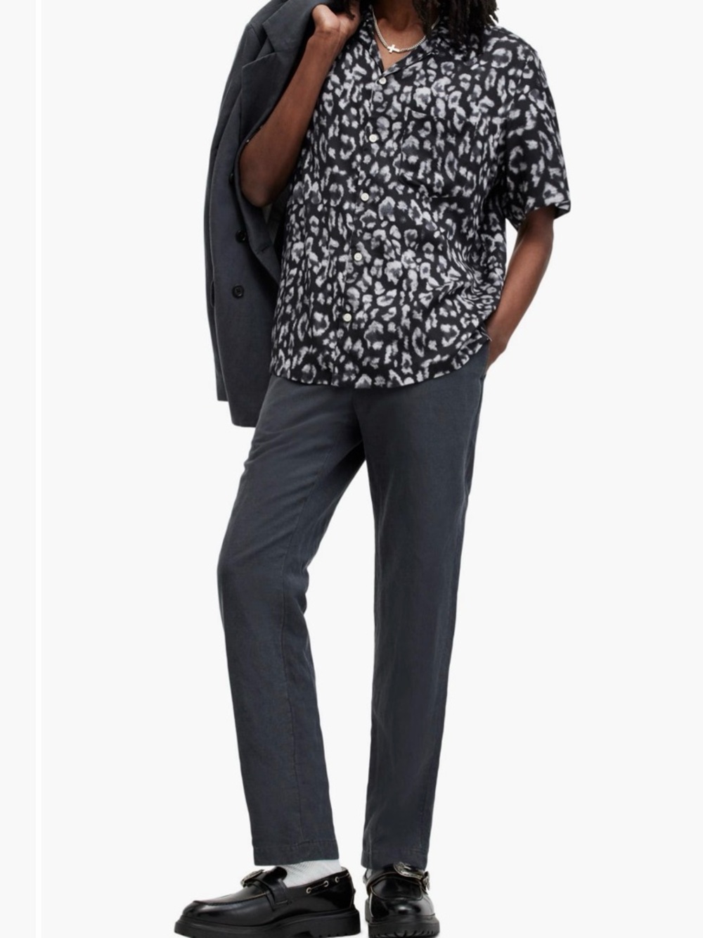 AllSaints Leopard Print Short Sleeve Camp Shirt - Picture 6 of 6